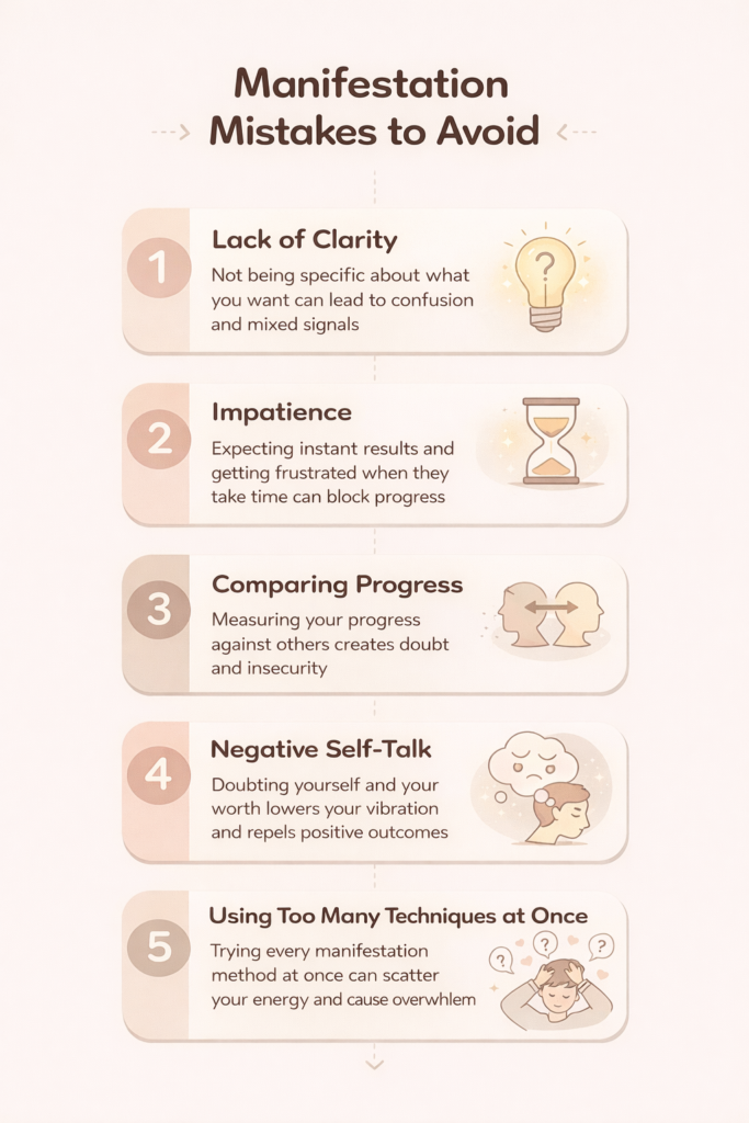 Detailing main manifestation mistakes to avoid with simple labeled steps