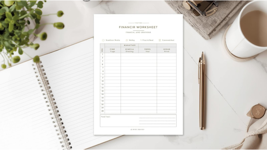 money and support gratitude worksheet